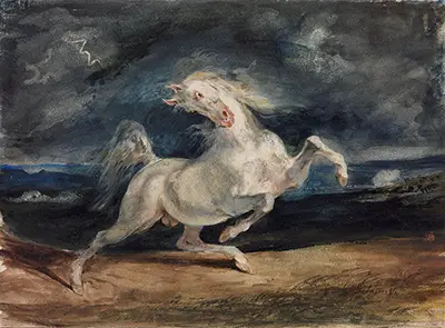 Horse Frightened by Lightning Eugene Delacroix